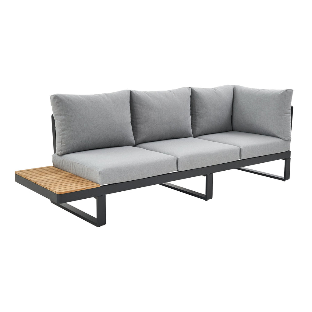 Set mobilier gradina Naterial Persea, pentru 5 persoane, aluminiu/lemn/textil, gri