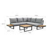 Set mobilier gradina Naterial Persea, pentru 5 persoane, aluminiu/lemn/textil, gri