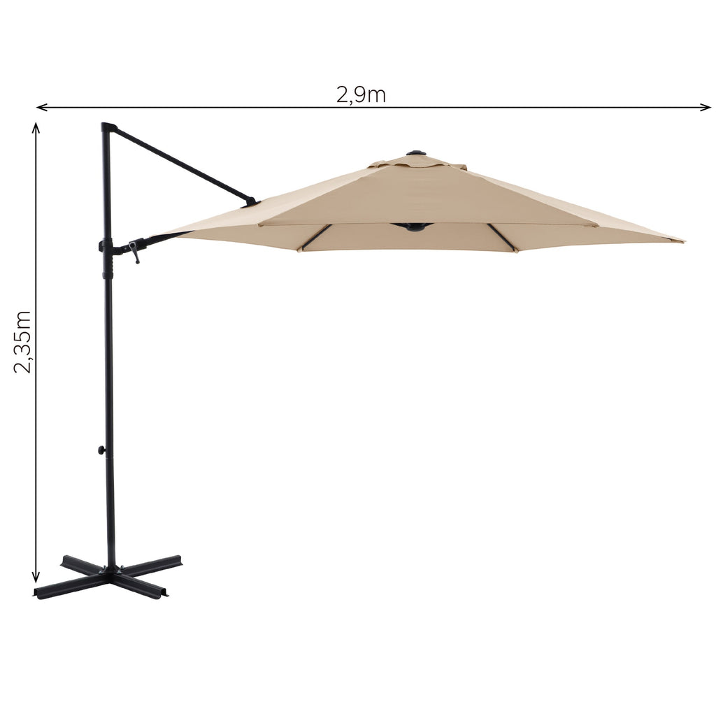 Umbrela terasa MAXI II, otel/poliester, 290 x 290 cm, H 235 cm, taupe