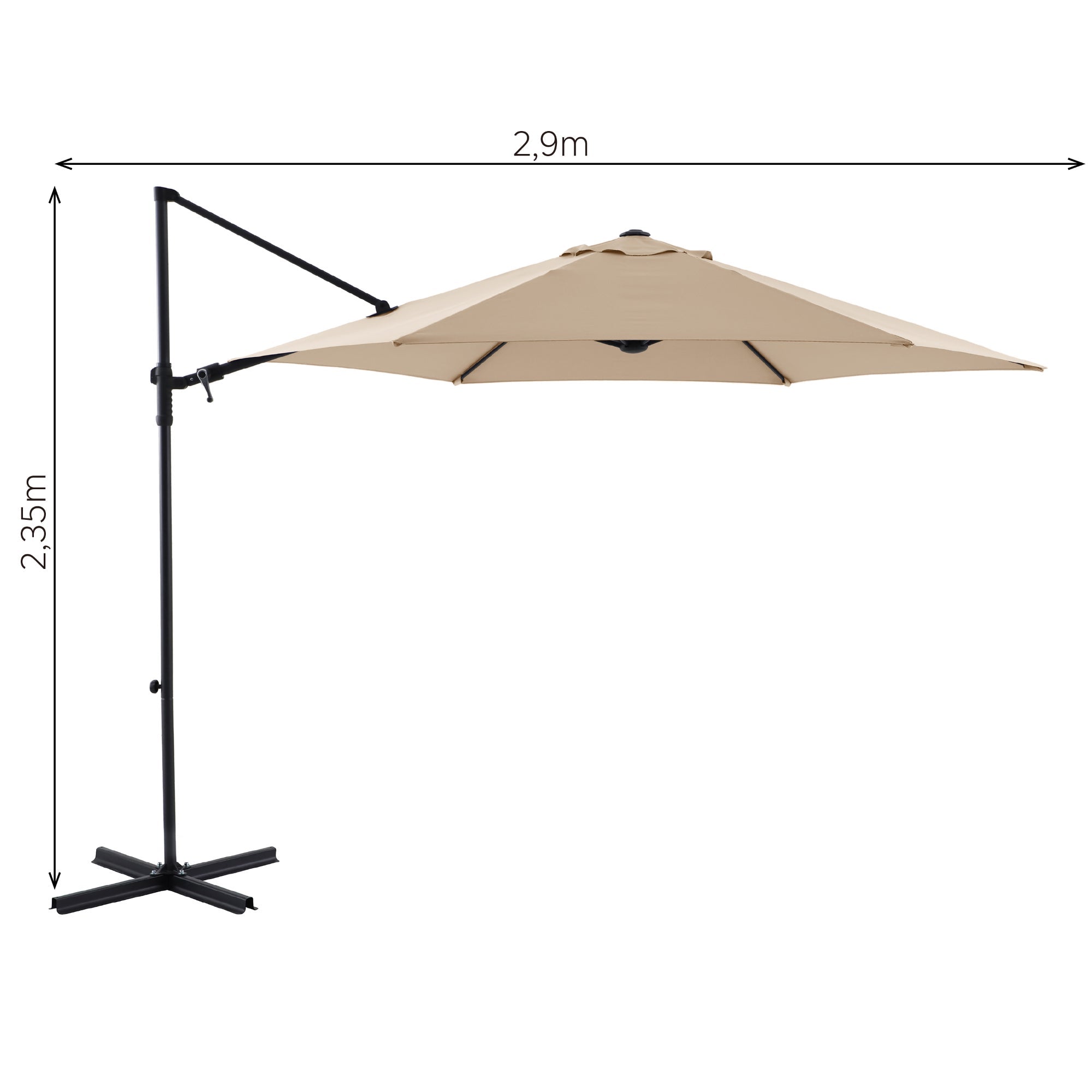 Umbrela terasa MAXI II, otel/poliester, 290 x 290 cm, H 235 cm, taupe