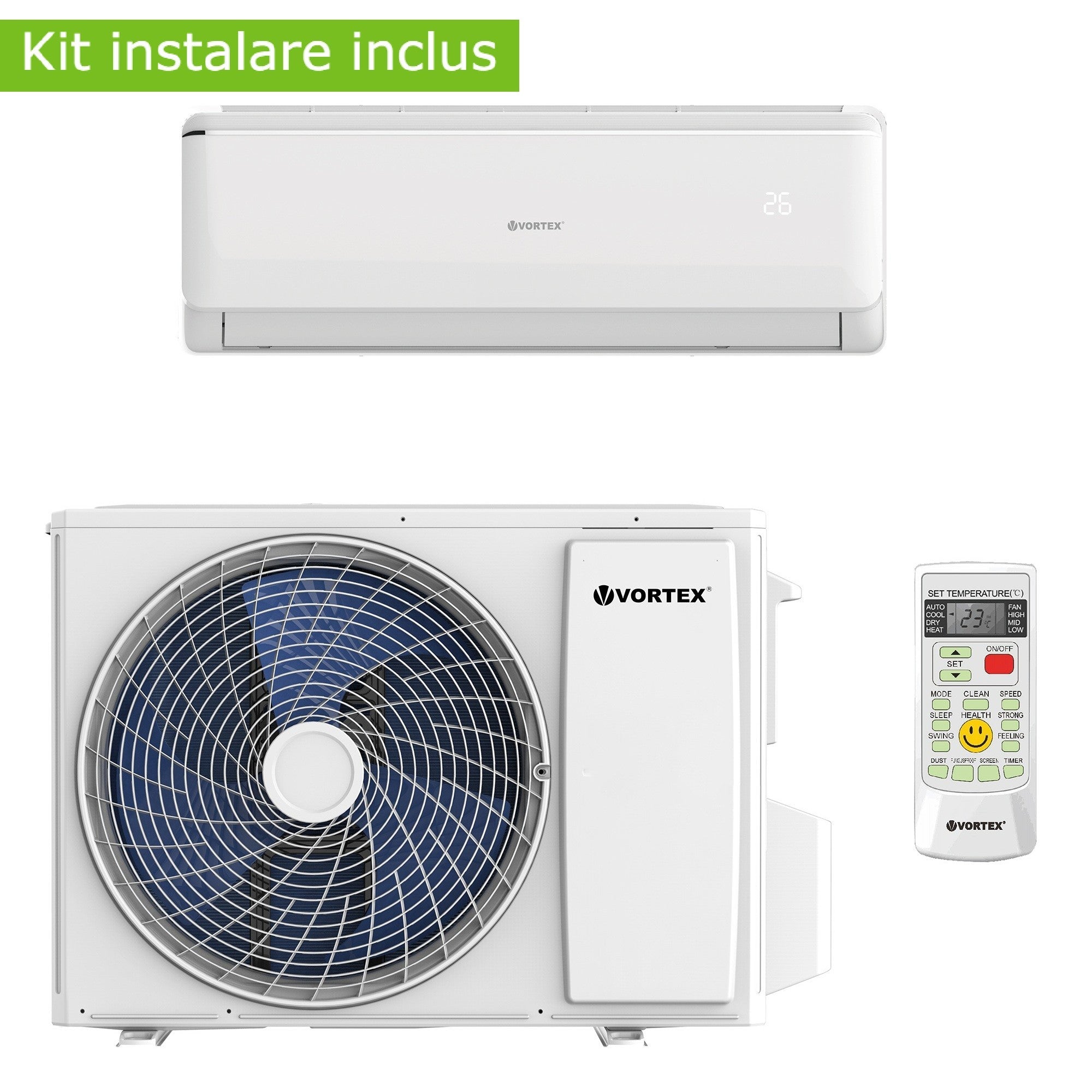 Aer conditionat Vortex Wi-Fi ready VAI0923FFWR, 9000 BTU, clasa energetica A++, cu kit de instalare inclus