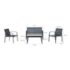 Set mobilier gradina Beo, pentru 4 persoane, otel/textilen/sticla, gri