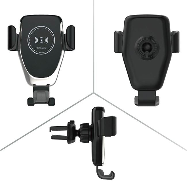 Incarcator Telefoane Mobile Auto Wireless din Plastic Negru Argintiu 90x7.5x10.5cm - MaxiBuy