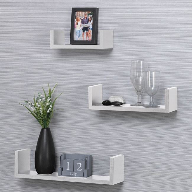 Set Rafturi MDF Albe de Perete - 3buc - MaxiBuy