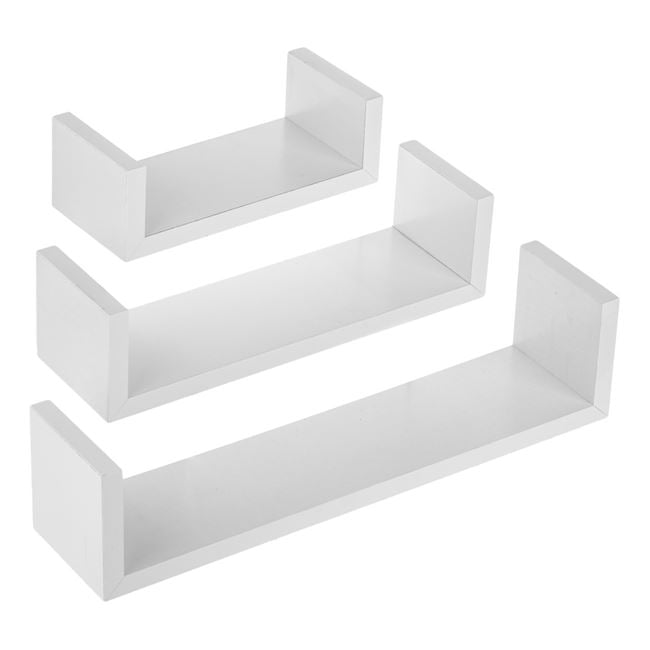 Set Rafturi MDF Albe de Perete - 3buc - MaxiBuy