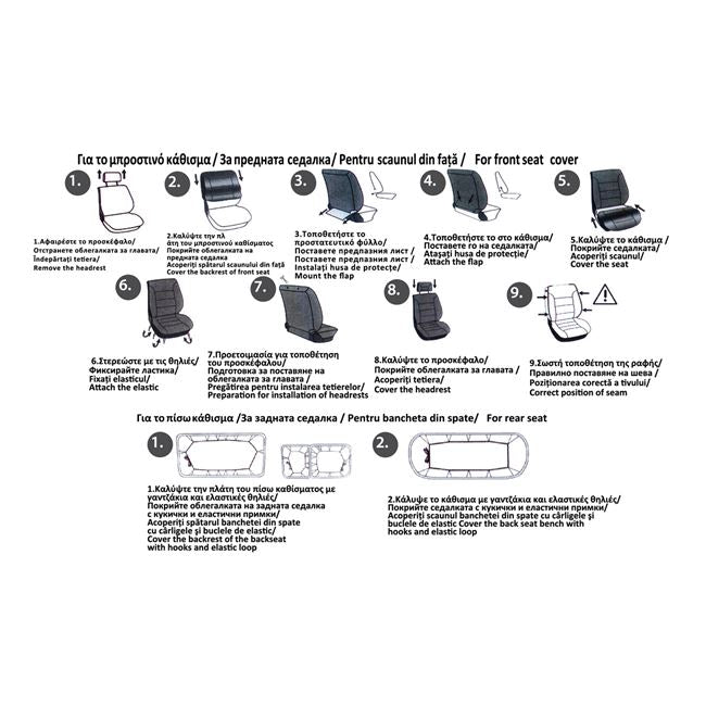 Set Huse Scaune Auto Negre - 6buc