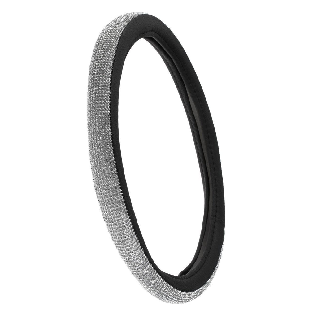 Husa Neagra cu Strass Argitniu pentru Volan Ø38cm