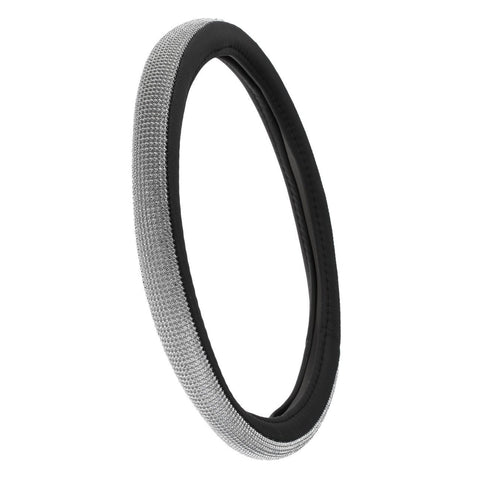 Husa Neagra cu Strass Argitniu pentru Volan Ø38cm