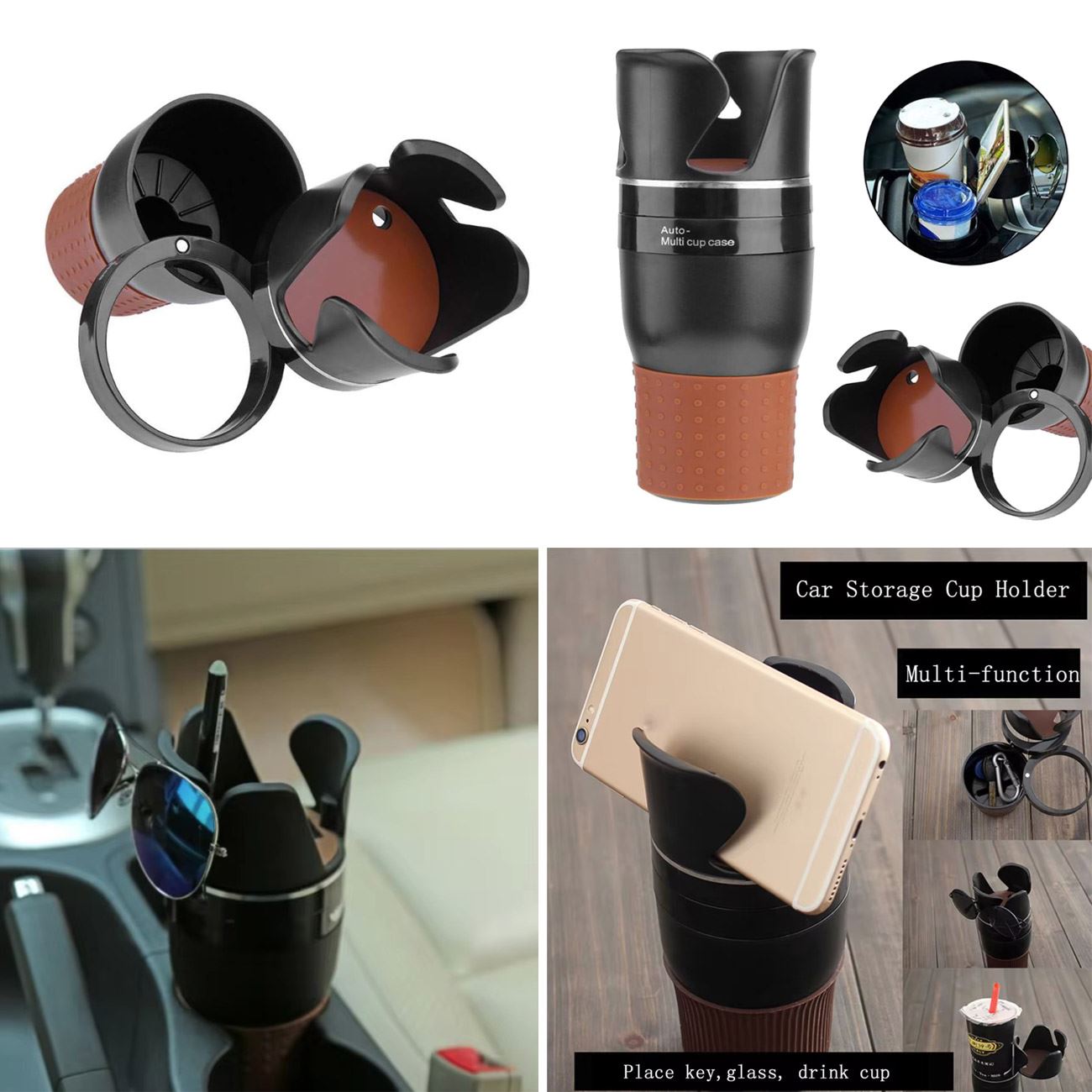 Suport Pahar Rotativ Negru 5 in1 pentru Automobil