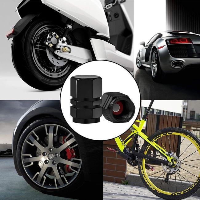 Capace din Aluminiu Negru pentru Supapa Anvelopa - 4buc