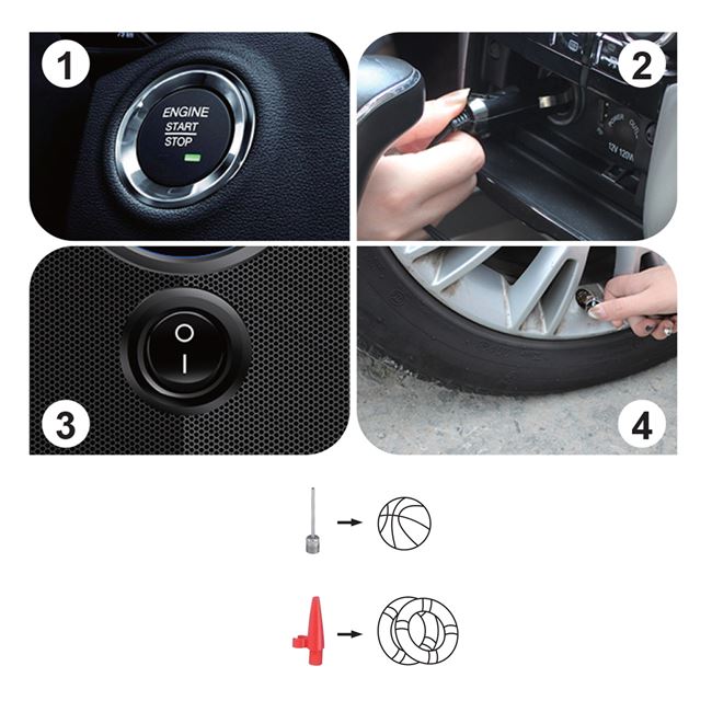 Pompa Electrica Auto cu LED & Accesorii 12V 100W