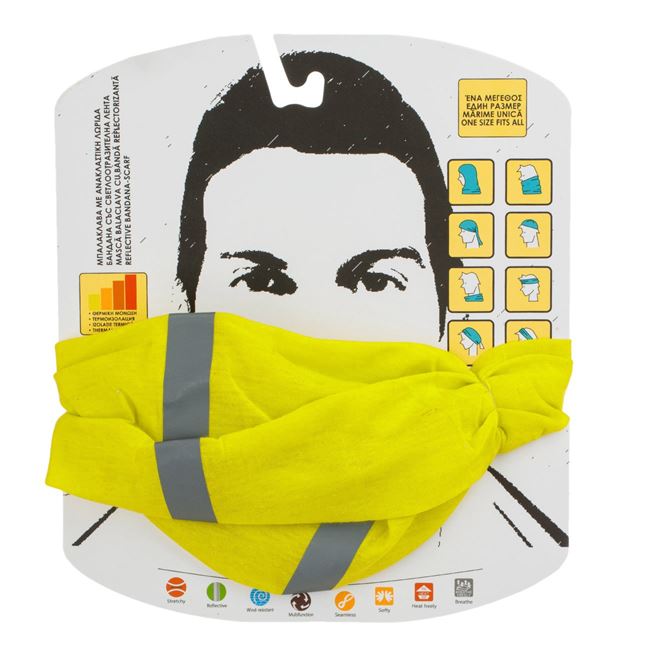 Fular Circular Galben cu Banda Reflectorizanta 24x48cm