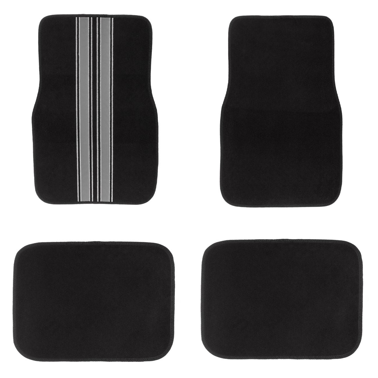 Set Covorase Auto Negre cu Dunga Argintie - 4buc