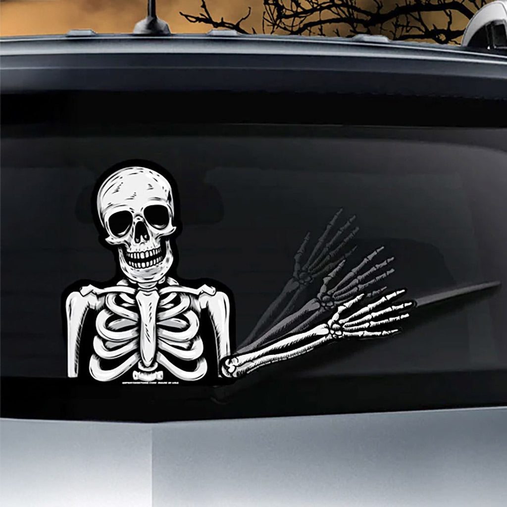 Autocolant Stergator Auto cu Model Schelet 28x22cm