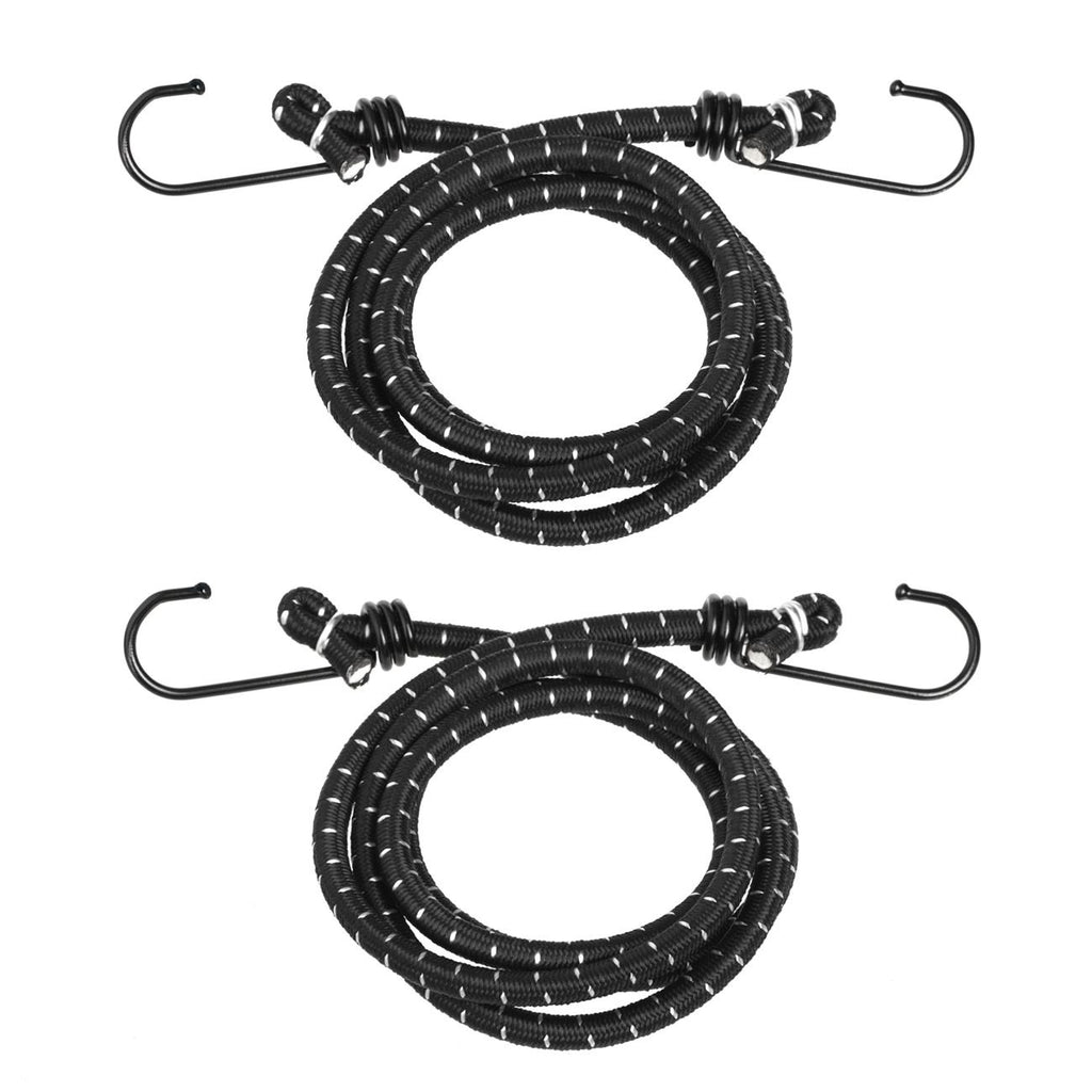 Corzi Elastice Negre cu Carlige pentru Bagaje 120x0.8cm - 2buc