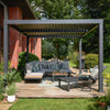 Set mobilier gradina Naterial Persea, pentru 5 persoane, aluminiu/lemn/textil, gri