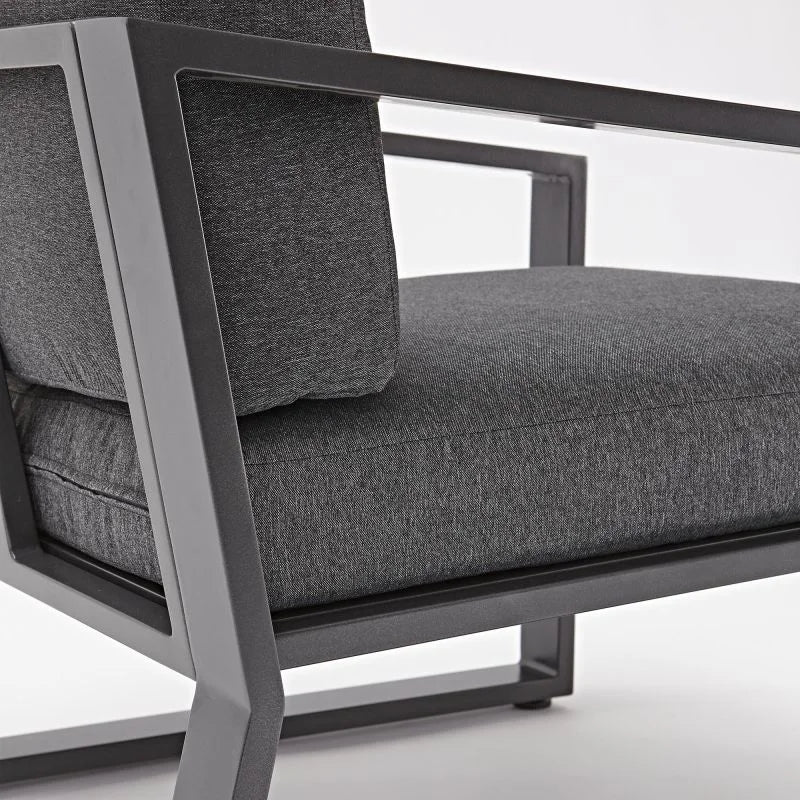 Set mobilier gradina Naterial Lyra, pentru 4 persoane, aluminiu/textil, gri
