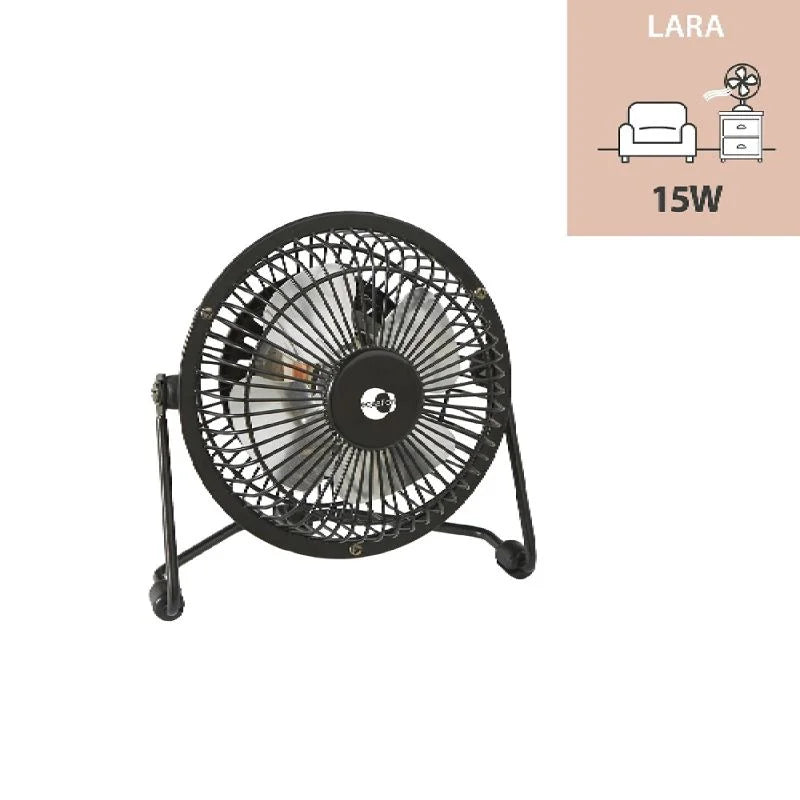Ventilator mini de birou Equation Lara, 15 W, Ø 10 cm, o viteza, negru