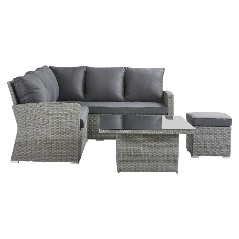 Set mobilier gradina Davos, pentru 6 persoane, plastic/textil, gri