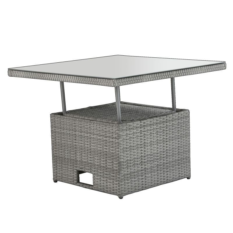 Set mobilier gradina Davos, pentru 6 persoane, plastic/textil, gri