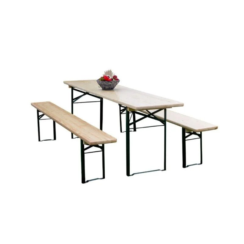 Set mobilier pentru bere,10 persoane, pliabil, otel/lemn, lemn natur