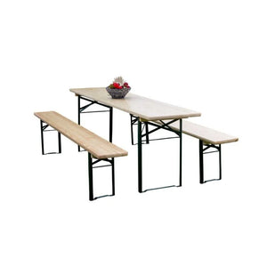 Set mobilier pentru bere,10 persoane, pliabil, otel/lemn, lemn natur