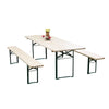 Set mobilier pentru bere, 10 persoane, pliabil, otel/lemn, lemn natur