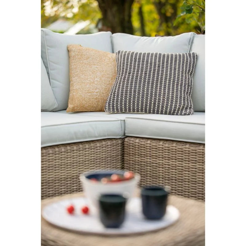 Set mobilier gradina Naterial Medena, cu coltar, pentru 7 persoane, aluminiu/textil, bej