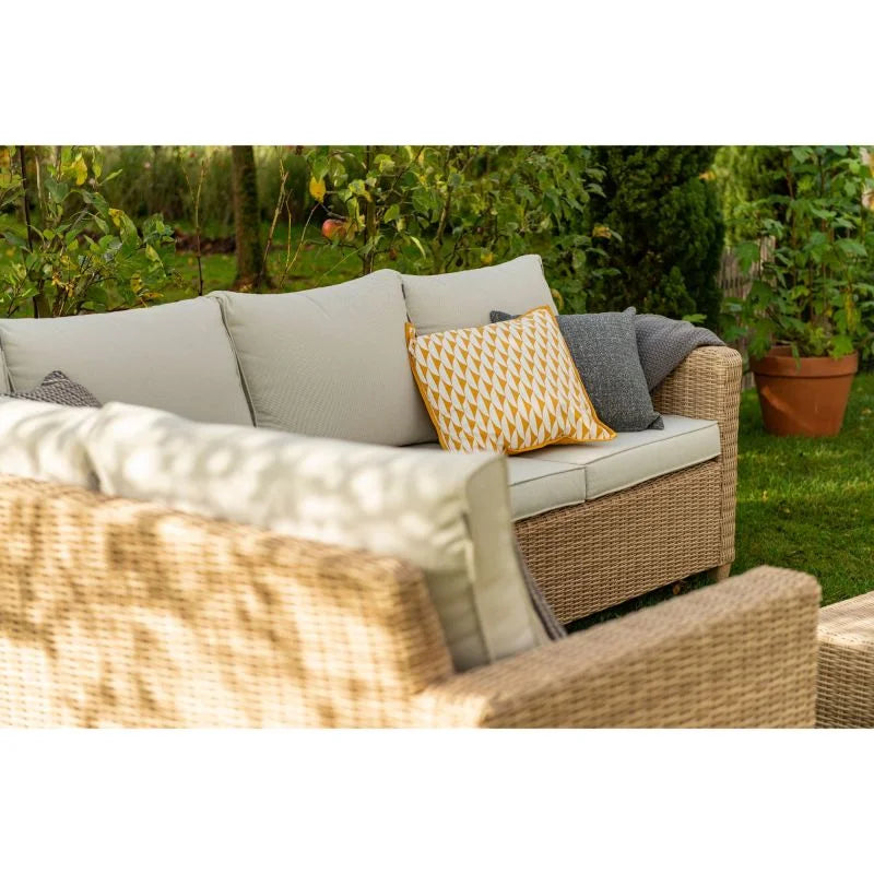 Set mobilier gradina Naterial Medena, cu coltar, pentru 7 persoane, aluminiu/textil, bej