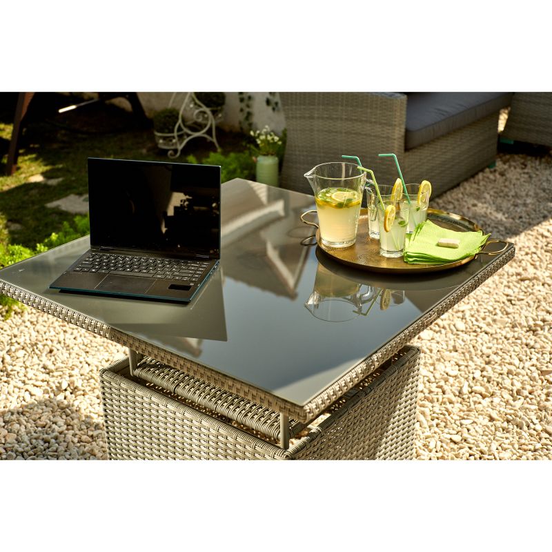 Set mobilier gradina Davos, pentru 6 persoane, plastic/textil, gri