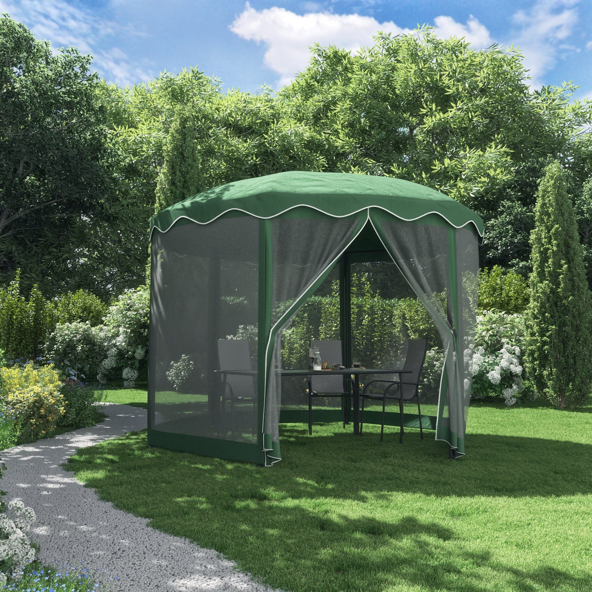 Pavilion gradina, otel/poliester, Ø 350 cm, H 250 cm, verde