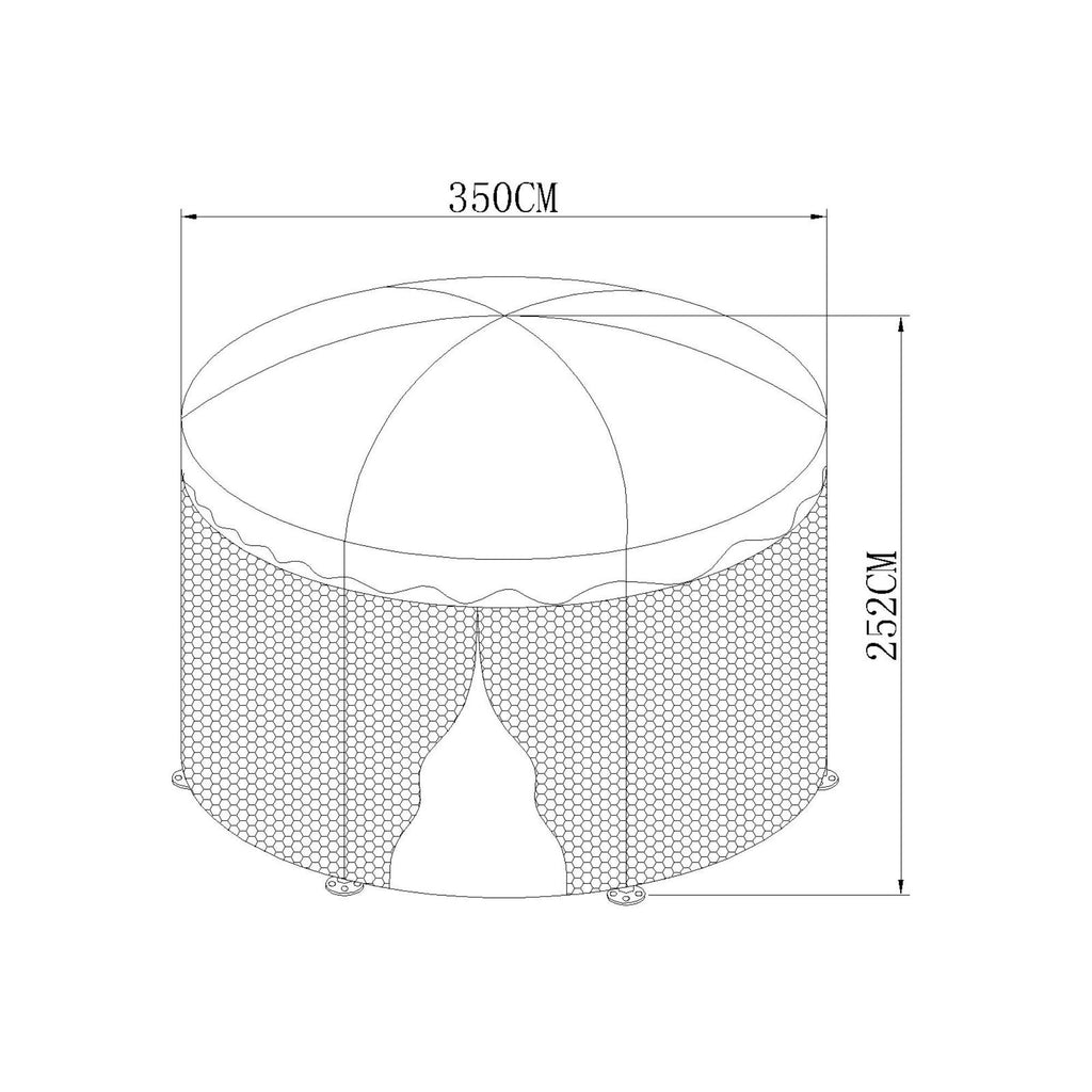 Pavilion gradina, otel/poliester, Ø 350 cm, H 250 cm, verde
