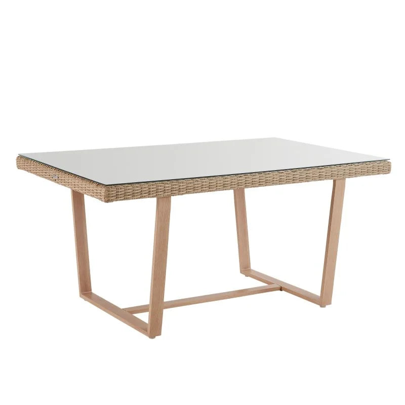 Set mobilier gradina Naterial Medena, cu coltar, pentru 7 persoane, aluminiu/textil, bej