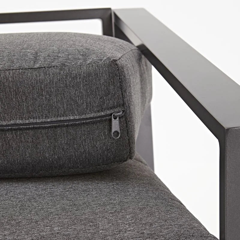 Set mobilier gradina Naterial Lyra, pentru 4 persoane, aluminiu/textil, gri