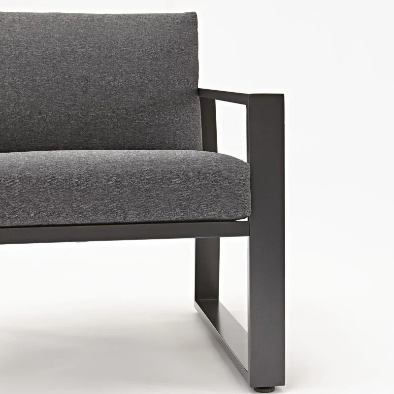 Set mobilier gradina Naterial Lyra, pentru 4 persoane, aluminiu/textil, gri