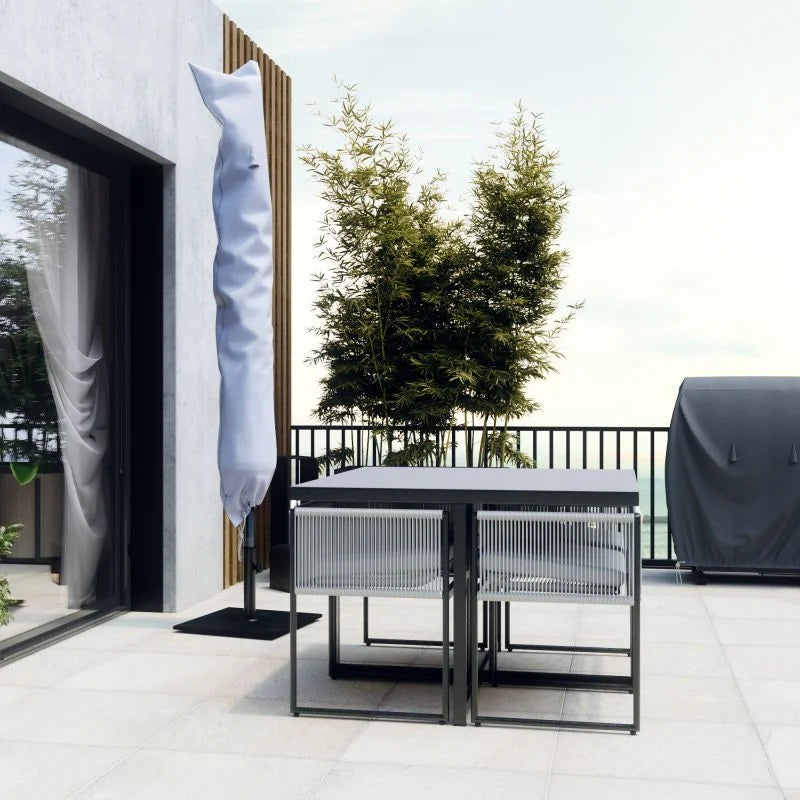 Set mobilier gradina Naterial Compass, pentru 4 persoane, otel/textil, gri