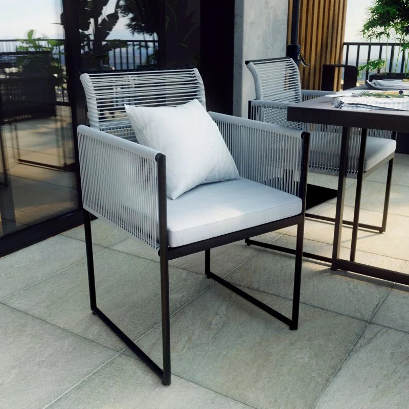 Set mobilier gradina Naterial Compass, pentru 4 persoane, otel/textil, gri
