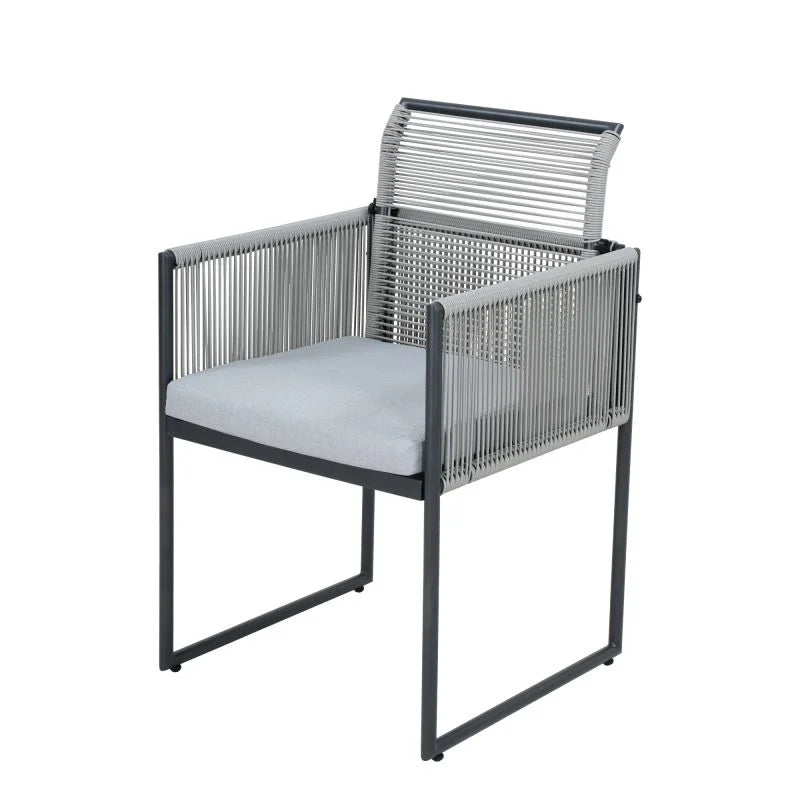 Set mobilier gradina Naterial Compass, pentru 4 persoane, otel/textil, gri