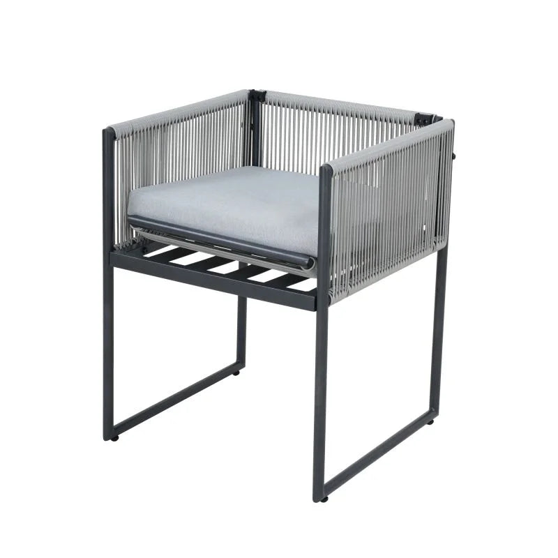 Set mobilier gradina Naterial Compass, pentru 4 persoane, otel/textil, gri