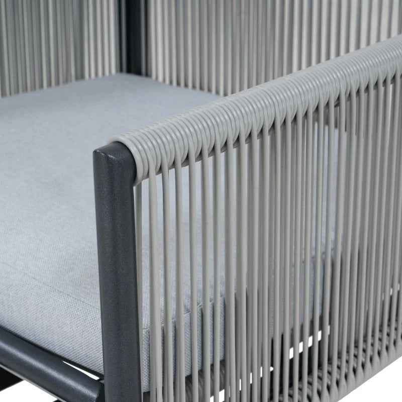 Set mobilier gradina Naterial Compass, pentru 4 persoane, otel/textil, gri