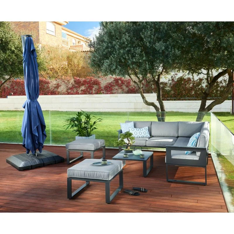 Set mobilier gradina Naterial Odyssea, aluminiu/textil, pentru 6 persoane, gri