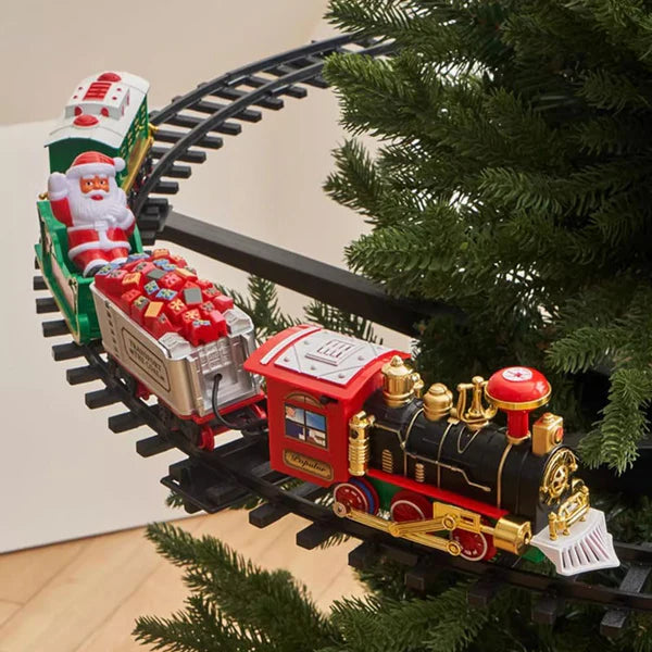 Trenulet Muzical pentru Bradul de Craciun cu Locomotiva si 3 Vagoane