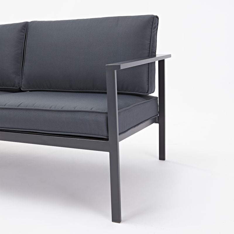 Set mobilier gradina Naterial Trino, otel/textil, pentru 4 persoane, gri