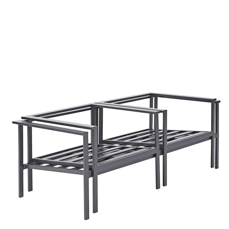 Set mobilier gradina Naterial Trino, otel/textil, pentru 4 persoane, gri