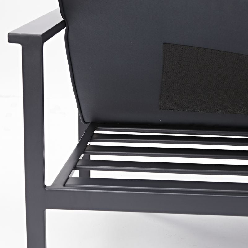 Set mobilier gradina Naterial Trino, otel/textil, pentru 4 persoane, gri