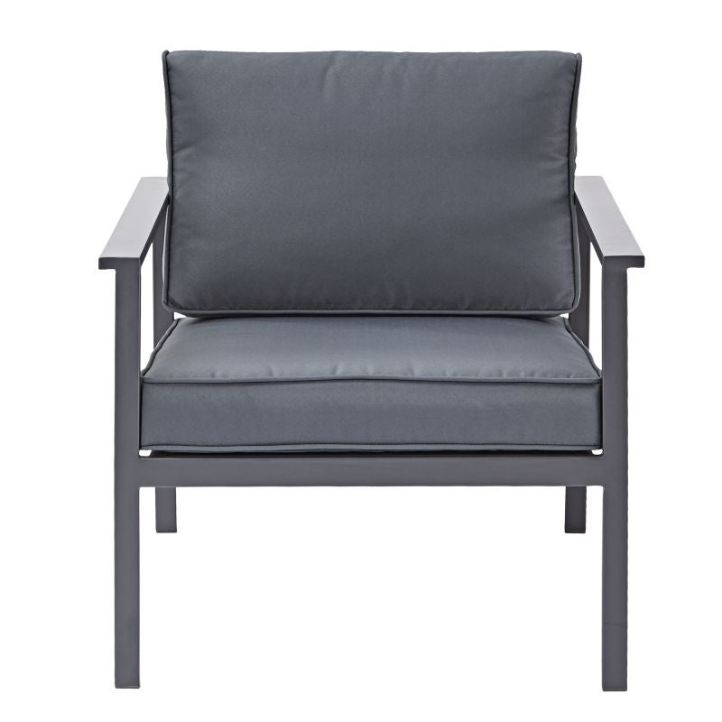 Set mobilier gradina Naterial Trino, otel/textil, pentru 4 persoane, gri