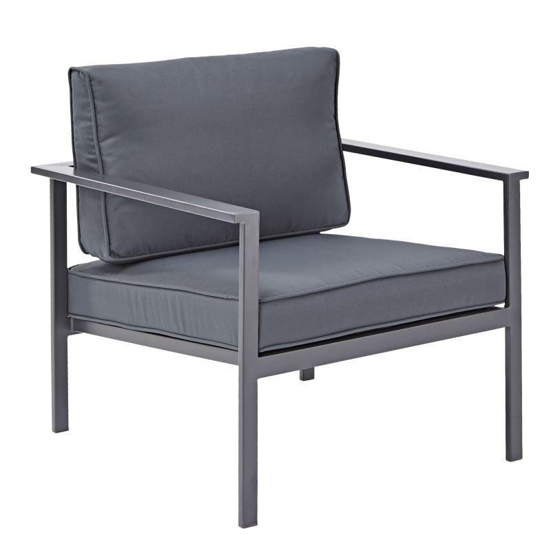 Set mobilier gradina Naterial Trino, otel/textil, pentru 4 persoane, gri