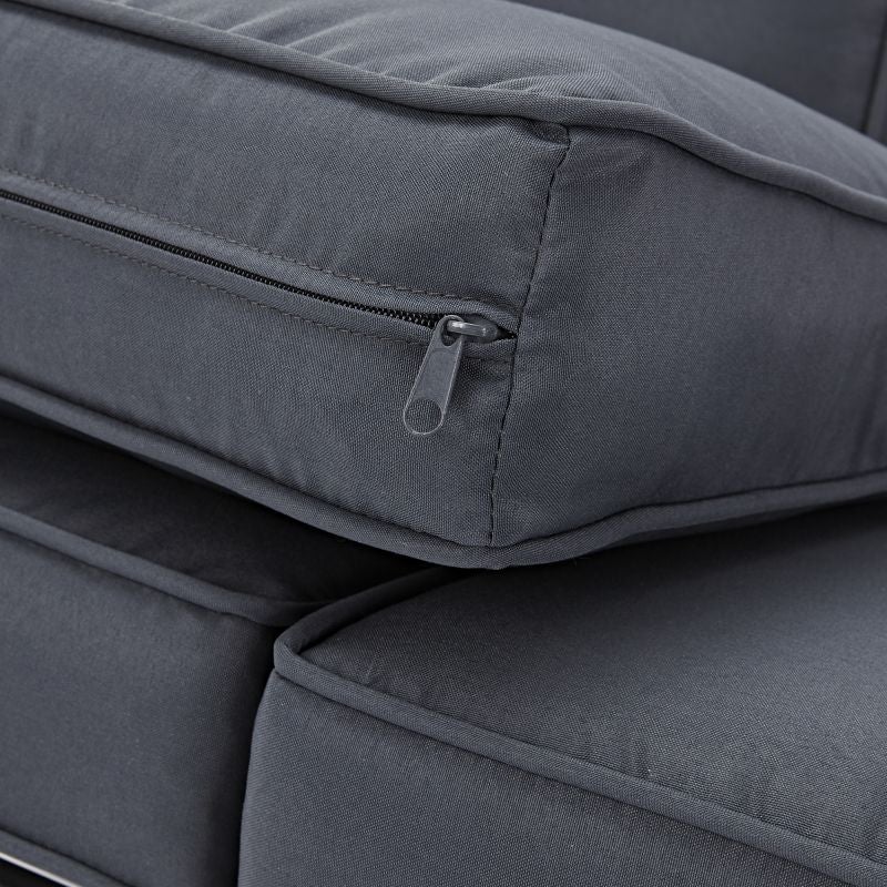 Set mobilier gradina Naterial Trino, otel/textil, pentru 4 persoane, gri