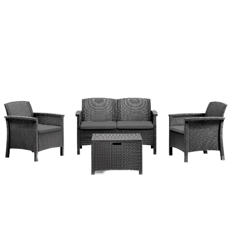 Set mobilier gradina Venezia, pentru 4 persoane, plastic, gri