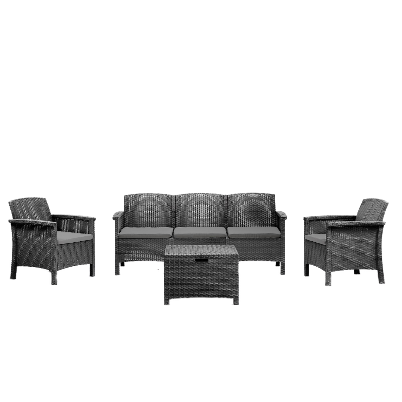 Set mobilier gradina Venezia, pentru 5 persoane, plastic, gri